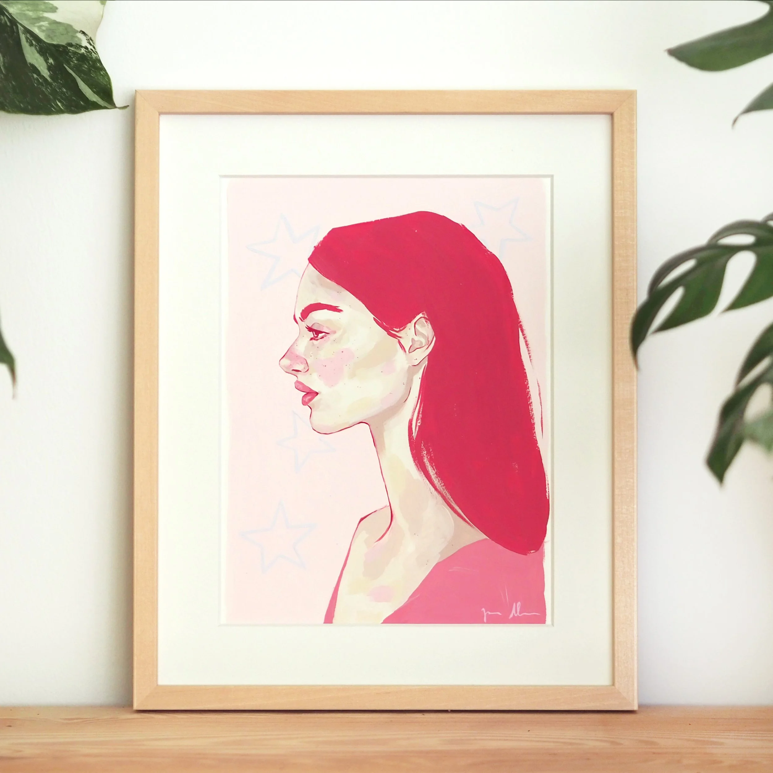 「woman,pink」水彩画 原画 B5 woman,pink」水彩画 原画 B5 woman,pink」水彩画 原画 B5